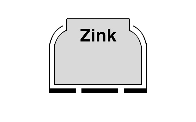 Schematische Darstellung einer Zink-Luft-Batterie